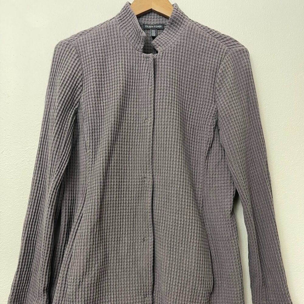 Eileen Fisher Gray Button Long Jacket Size Small